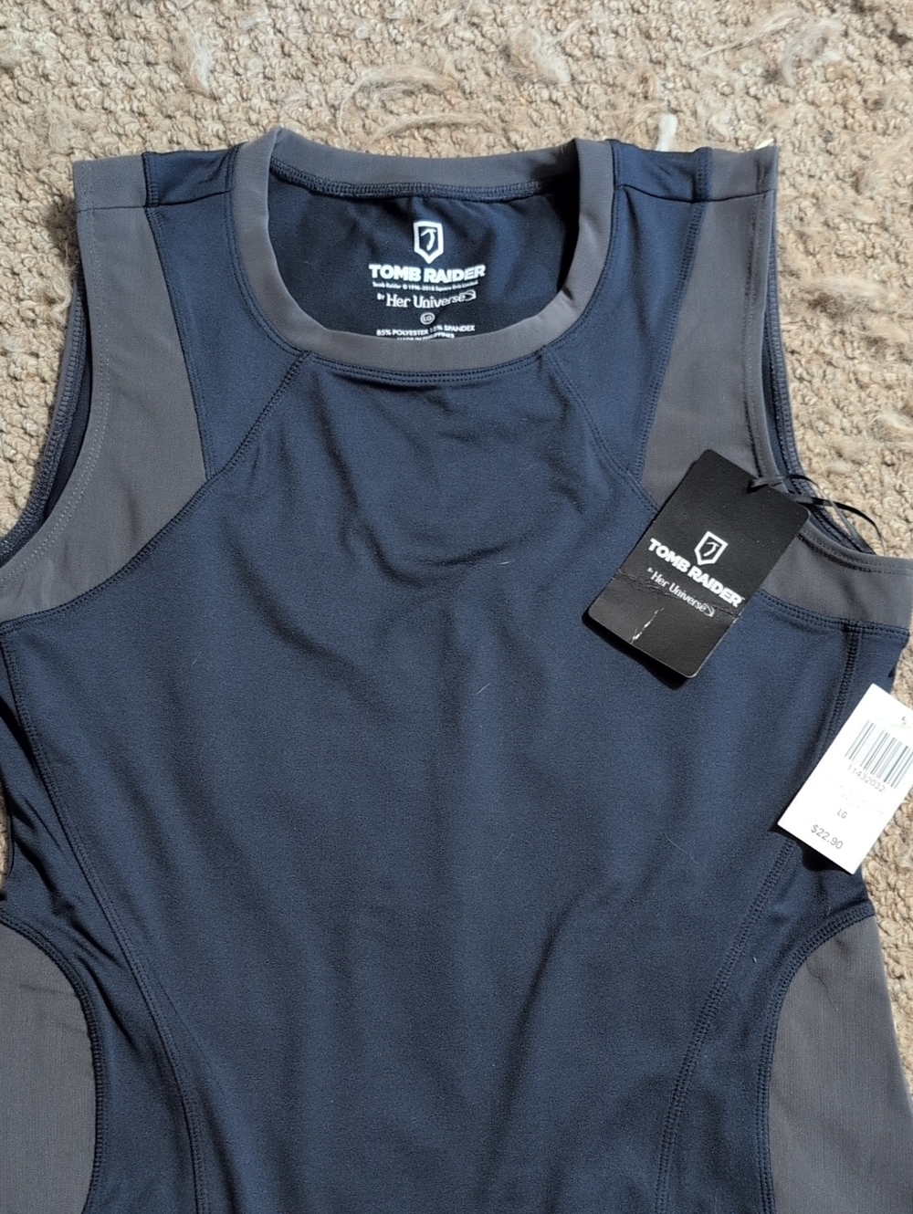Tomb Raider Activewear Navy & Gray Sleeveless Tank